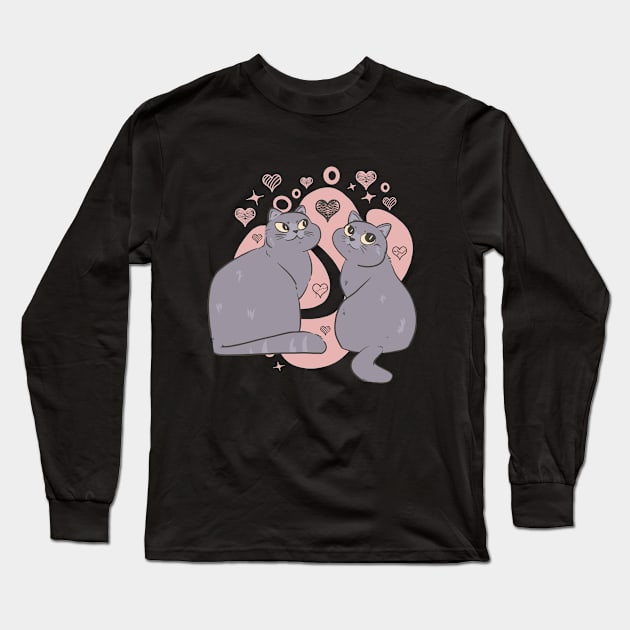 Valentine Cat Long Sleeve T-Shirt by ArtRoute02